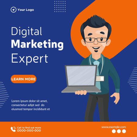 Banner design of digital marketing expert cartoon style template.のイラスト素材