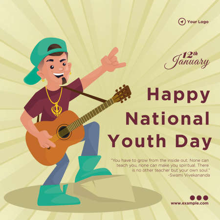 Happy national youth day banner design template.のイラスト素材