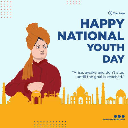 Happy national youth day banner design template.のイラスト素材
