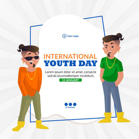 Banner design of national youth day cartoon style template.のイラスト素材