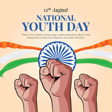 Banner design of national youth day cartoon style template.