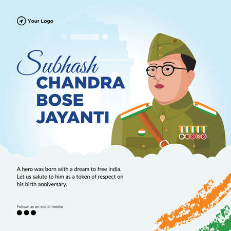 Subhash chandra bose jayanti banner design template.のイラスト素材