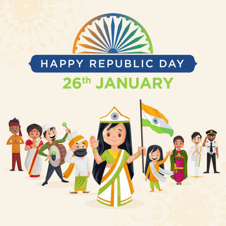 Banner design of India happy republic day template.のイラスト素材
