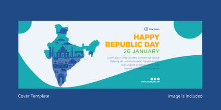 Happy Indian republic day cover page design template.のイラスト素材