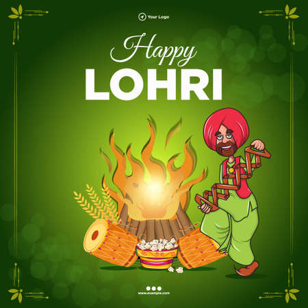 Banner design of happy lohri template.のイラスト素材