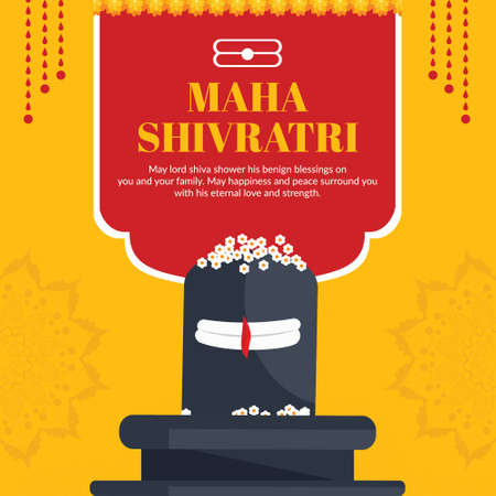 Happy maha shivratri hindu festival banner design template.のイラスト素材