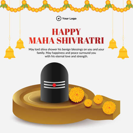 Banner design of happy maha shivratri Hindu Indian festival template.のイラスト素材