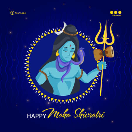Banner design of happy maha shivratri hindu festival template.のイラスト素材