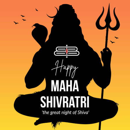 Hindu festival happy Maha Shivratri the great night of Shiva banner design template.のイラスト素材