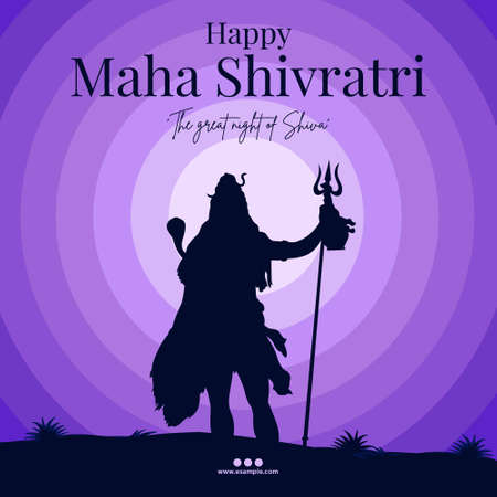 Hindu festival happy Maha Shivratri the great night of Shiva banner design template.