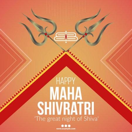 Hindu festival happy Maha Shivratri banner design template.のイラスト素材