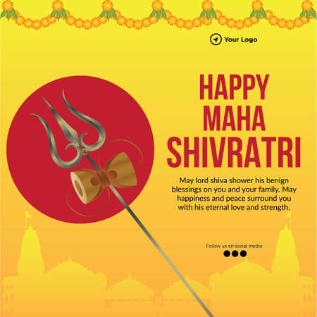 Indian Hindu festival happy Maha Shivratri banner design template.のイラスト素材