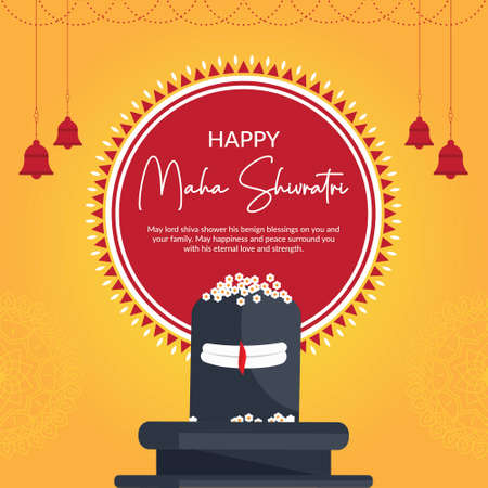 Indian Hindu festival happy Maha Shivratri banner design template.のイラスト素材