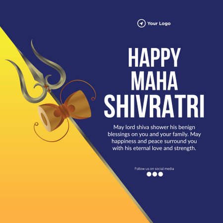 Indian Hindu festival happy Maha Shivratri banner design template.のイラスト素材