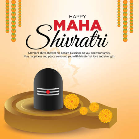 Indian Hindu festival happy Maha Shivratri banner design template.のイラスト素材