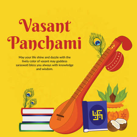 Banner design of happy Vasant Panchami template.のイラスト素材
