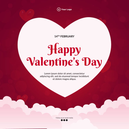 Happy valentines day celebration banner design template.のイラスト素材