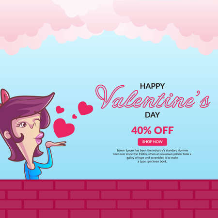 Happy valentine's day banner design template.のイラスト素材