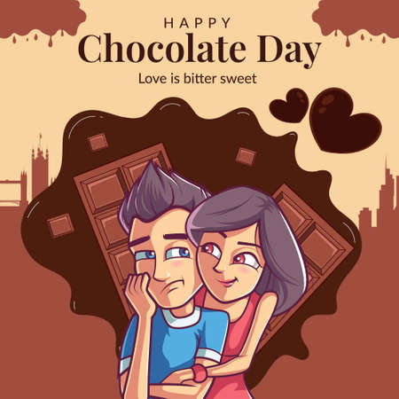 Happy chocolate day banner design template.のイラスト素材