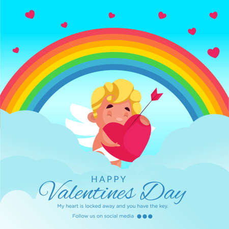 Happy valentine's day beautiful banner design template.のイラスト素材