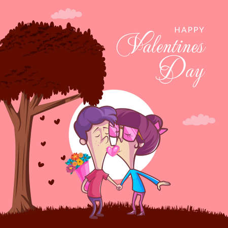 Happy valentine's day beautiful banner design template.のイラスト素材
