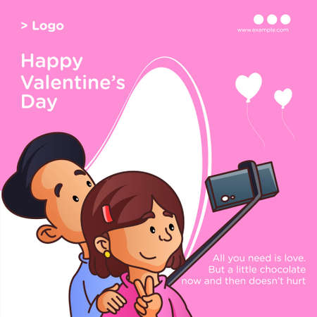 Happy valentine's day beautiful banner design template.のイラスト素材