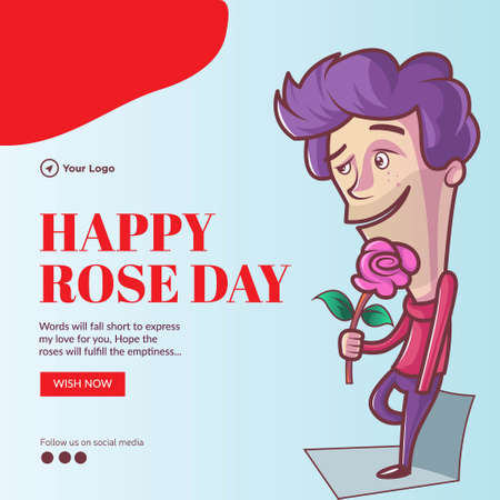Happy rose day beautiful banner design template.のイラスト素材