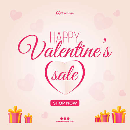 Happy valentine's sale beautiful banner design template.のイラスト素材