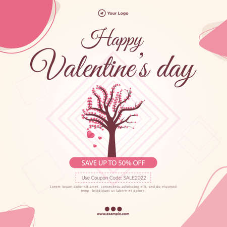 Happy valentine's day beautiful banner design template.のイラスト素材