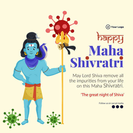 Hindu festival happy maha shivratri  banner template design.のイラスト素材