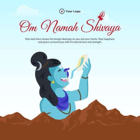 Traditional maha shivratri hindu festival banner design.のイラスト素材