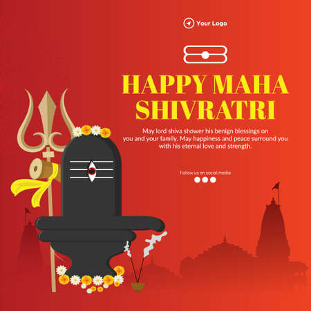 Traditional maha shivratri hindu festival banner design.のイラスト素材
