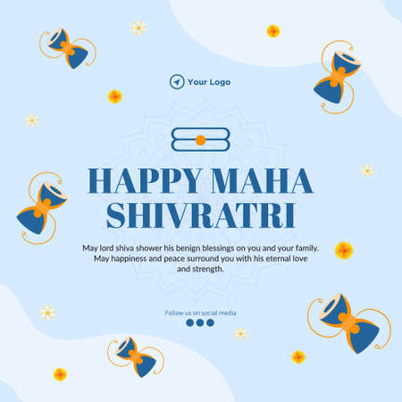 Traditional maha shivratri hindu festival banner design.のイラスト素材