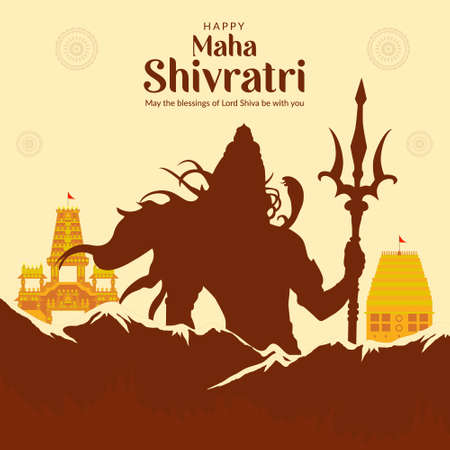 Happy maha shivratri indian traditional festival banner template design.のイラスト素材