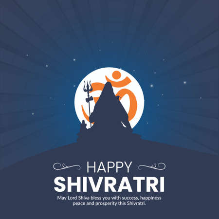 Happy maha shivratri indian traditional festival banner template design.のイラスト素材