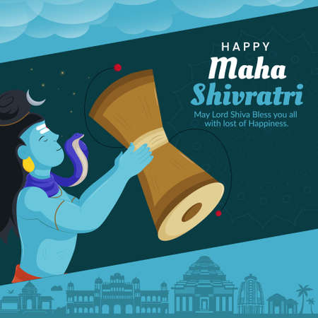 Happy maha shivratri indian traditional festival banner template design.のイラスト素材