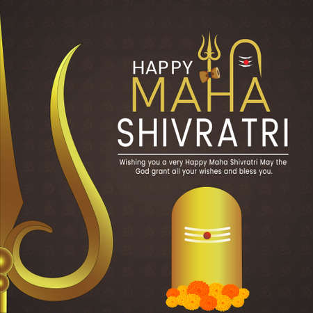 Happy maha shivratri indian traditional festival banner template design.のイラスト素材