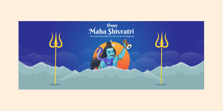 Happy maha shivratri indian traditional festival cover page design.のイラスト素材