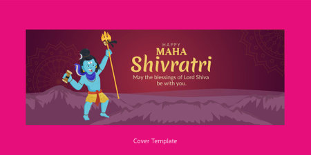 Happy maha shivratri indian traditional festival cover page design.のイラスト素材