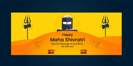 Happy maha shivratri indian traditional festival cover page design.のイラスト素材