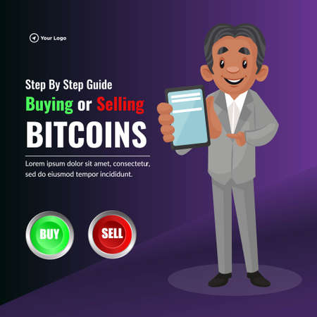 Buying or selling bitcoins banner design template.
