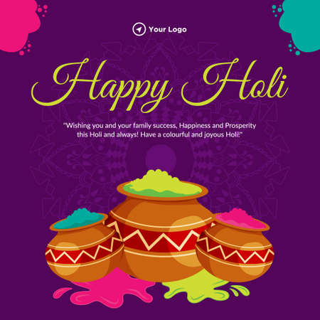 Happy Holi festival of colors banner design template.のイラスト素材