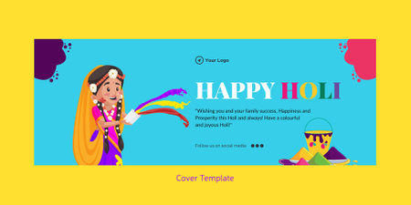 Happy Holi festival of colors cover page template.のイラスト素材