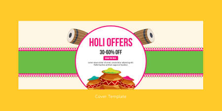 Happy Holi festival of colors cover page template.のイラスト素材