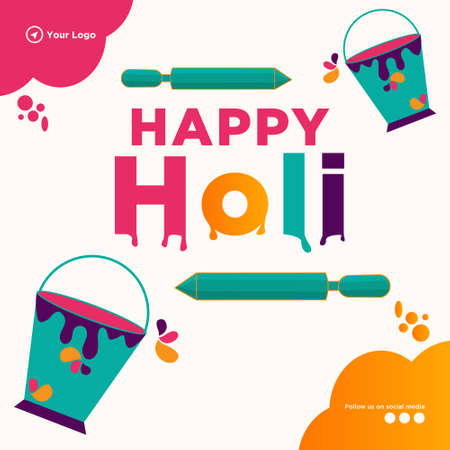 Beautiful happy holi festival banner design template.のイラスト素材