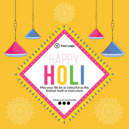 Beautiful happy holi festival banner design template.のイラスト素材