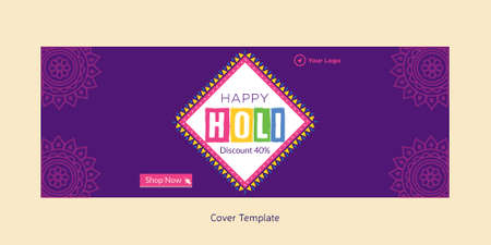 Beautiful happy holi festival cover page design template.のイラスト素材