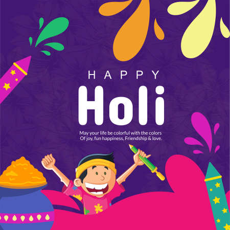 Realistic happy Holi festival of colors banner design template.のイラスト素材