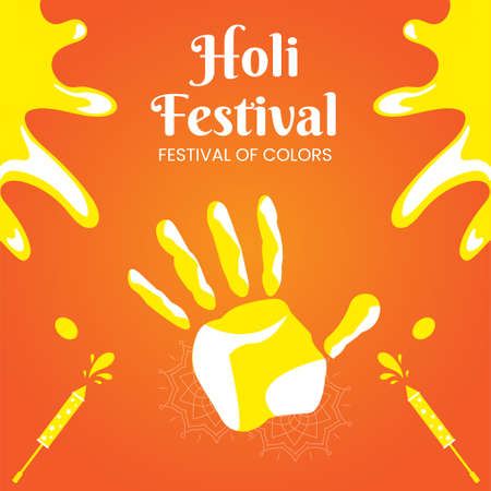 Realistic happy Holi festival of colors banner design template.のイラスト素材