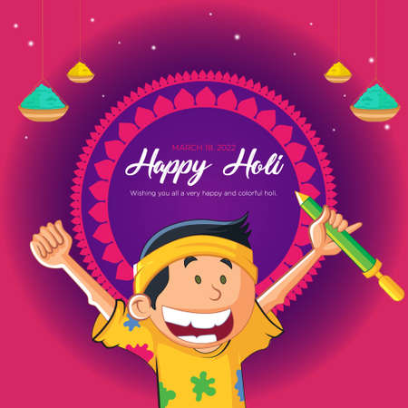 Banner design of Indian festival happy Holi festival of colors template.のイラスト素材